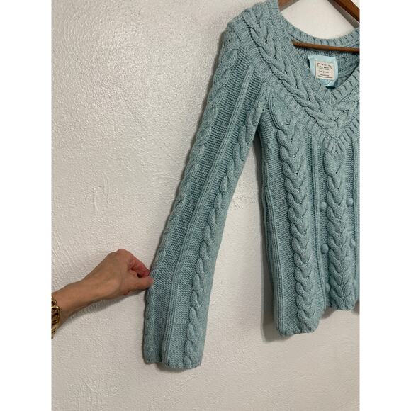Old Navy Fisherman Cable Knit Bobble Wool Blend Sweater S Pastel Teal Soft Girl - Picture 2 of 14